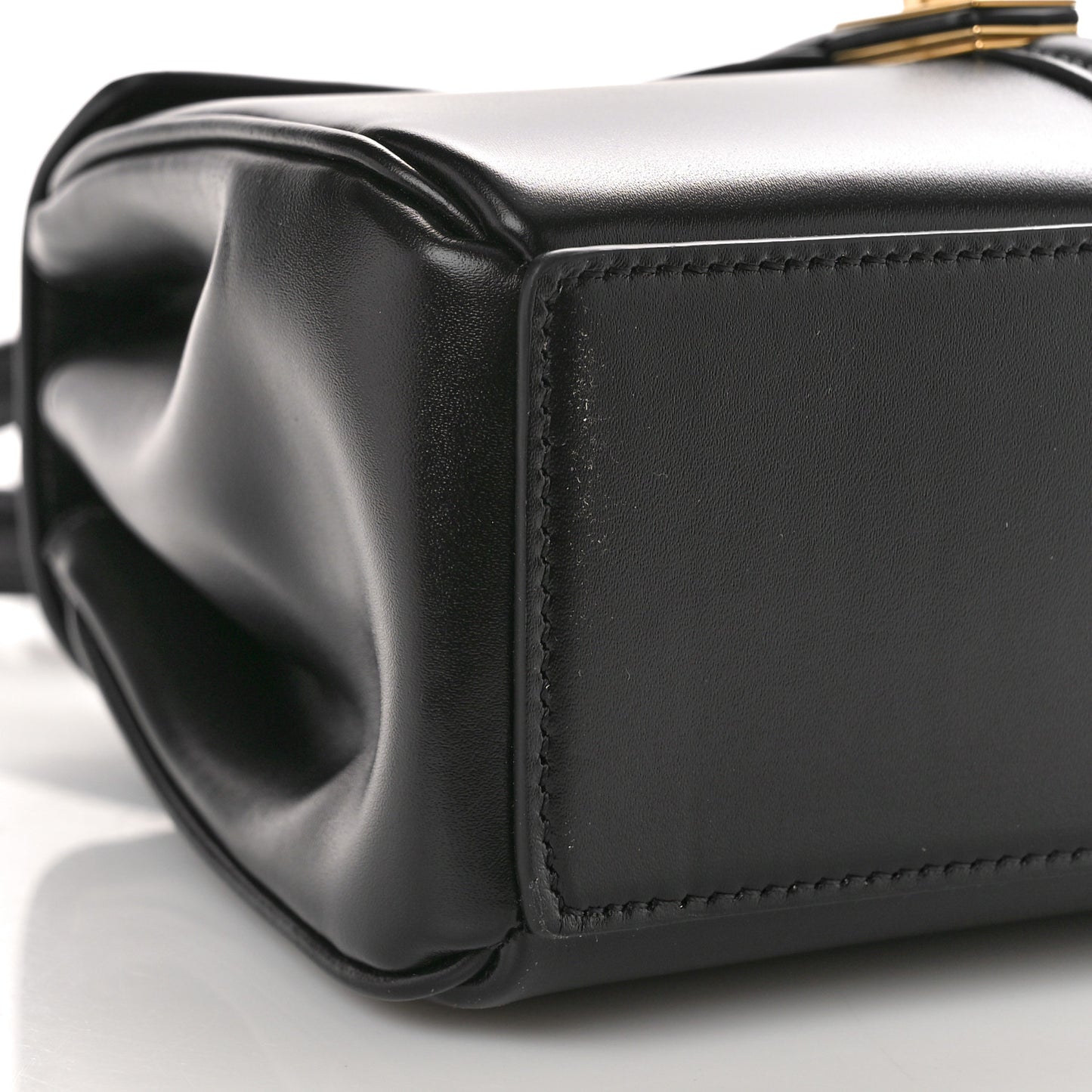 Satinated Calfskin Mini 16 Top Handle Bag Black