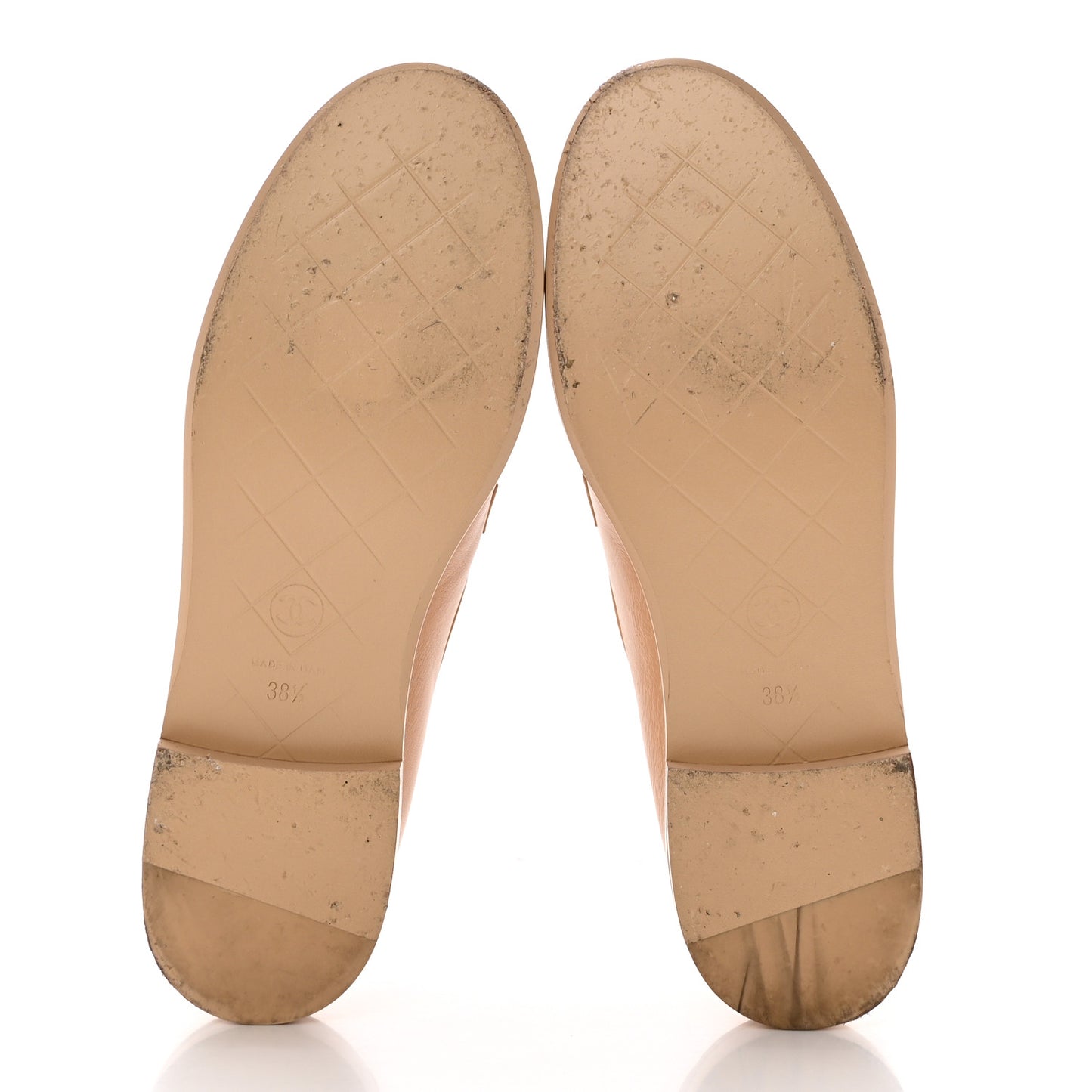 Lambskin Quilted CC Turnlock Moccasins 38.5 Beige