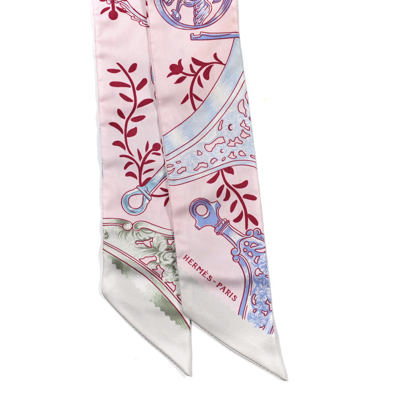 Hermes Silk Etriers Remix Twilly Rose Pale Bordeaux 4 of 4