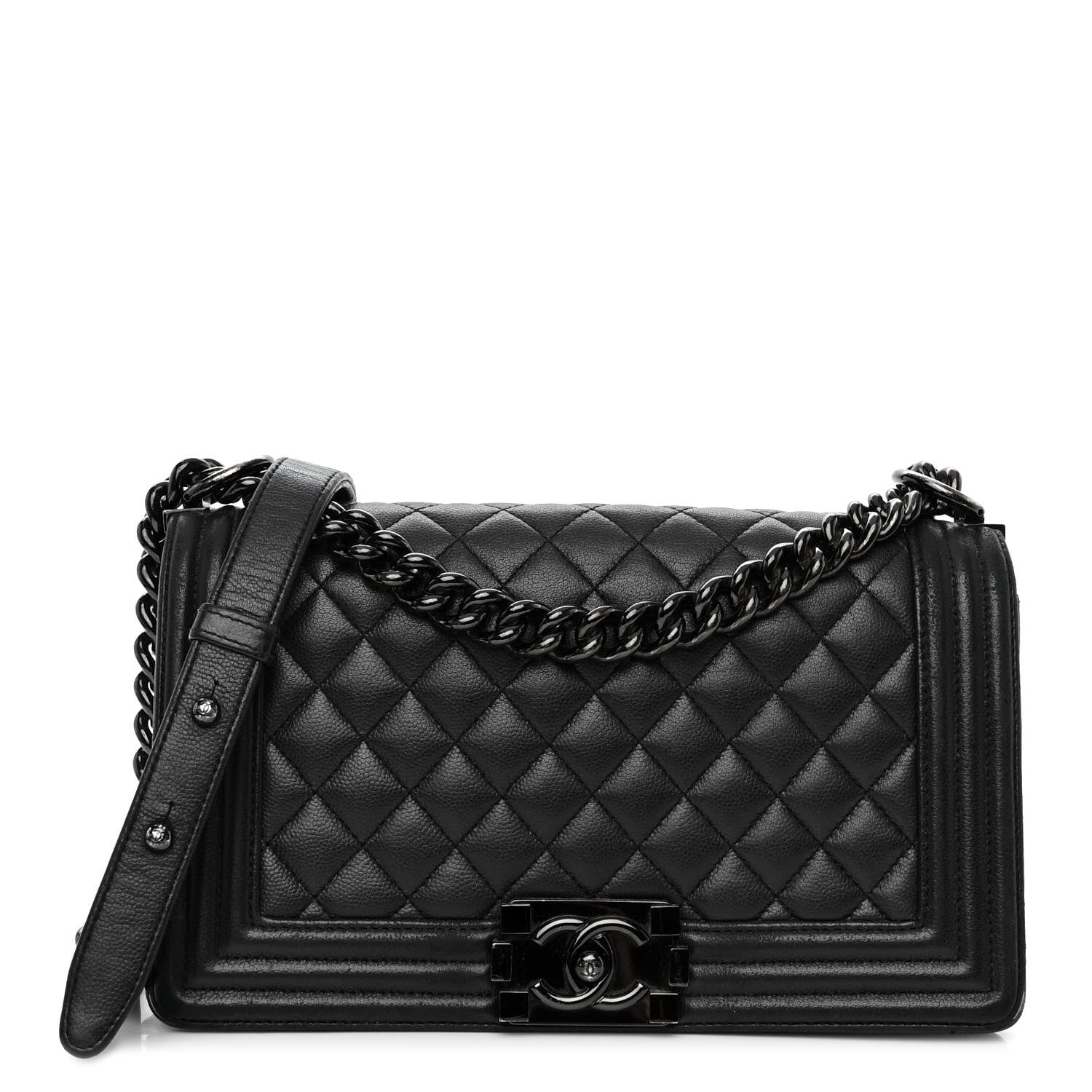 Chanel Calfskin Quilted Medium Boy Flap So Black 1 of 14