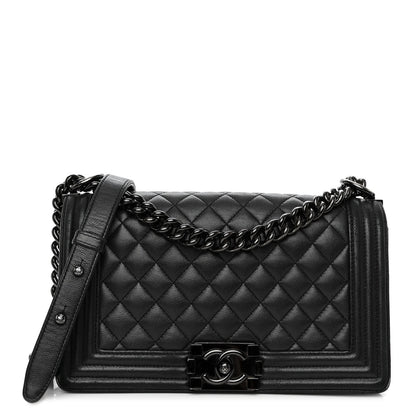 Chanel Calfskin Quilted Medium Boy Flap So Black 1 of 14
