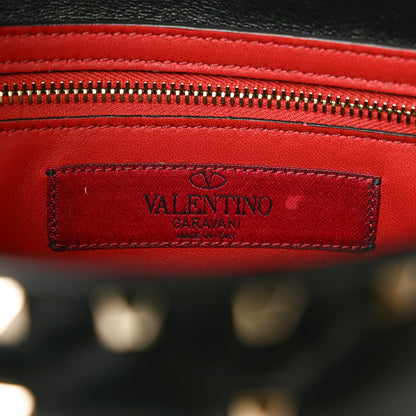 Valentino Garavani Lambskin VLTN Print Medium Rockstud Spike Shoulder Bag Black 6 of 10