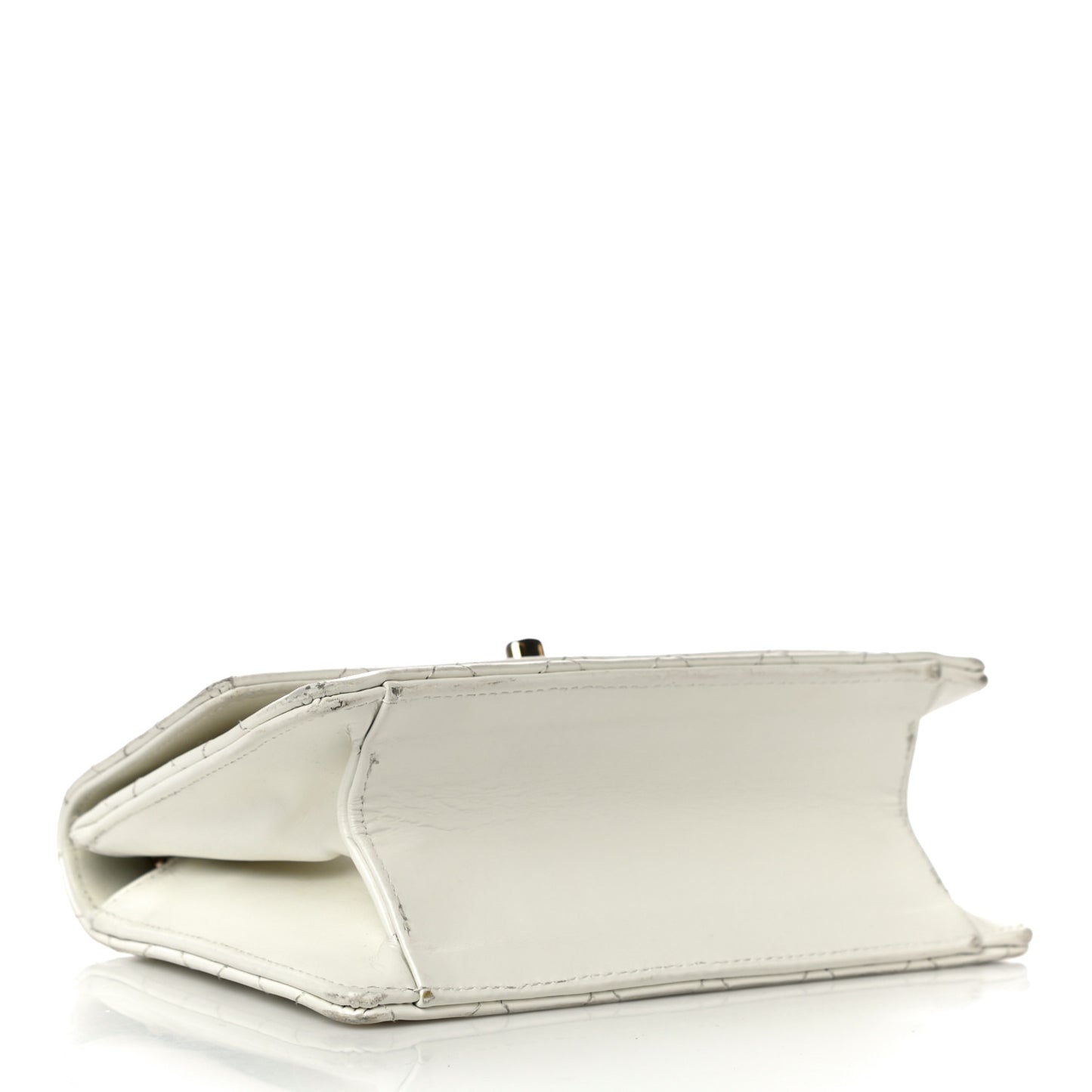 Glazed Calfskin Quilted Small Flap White