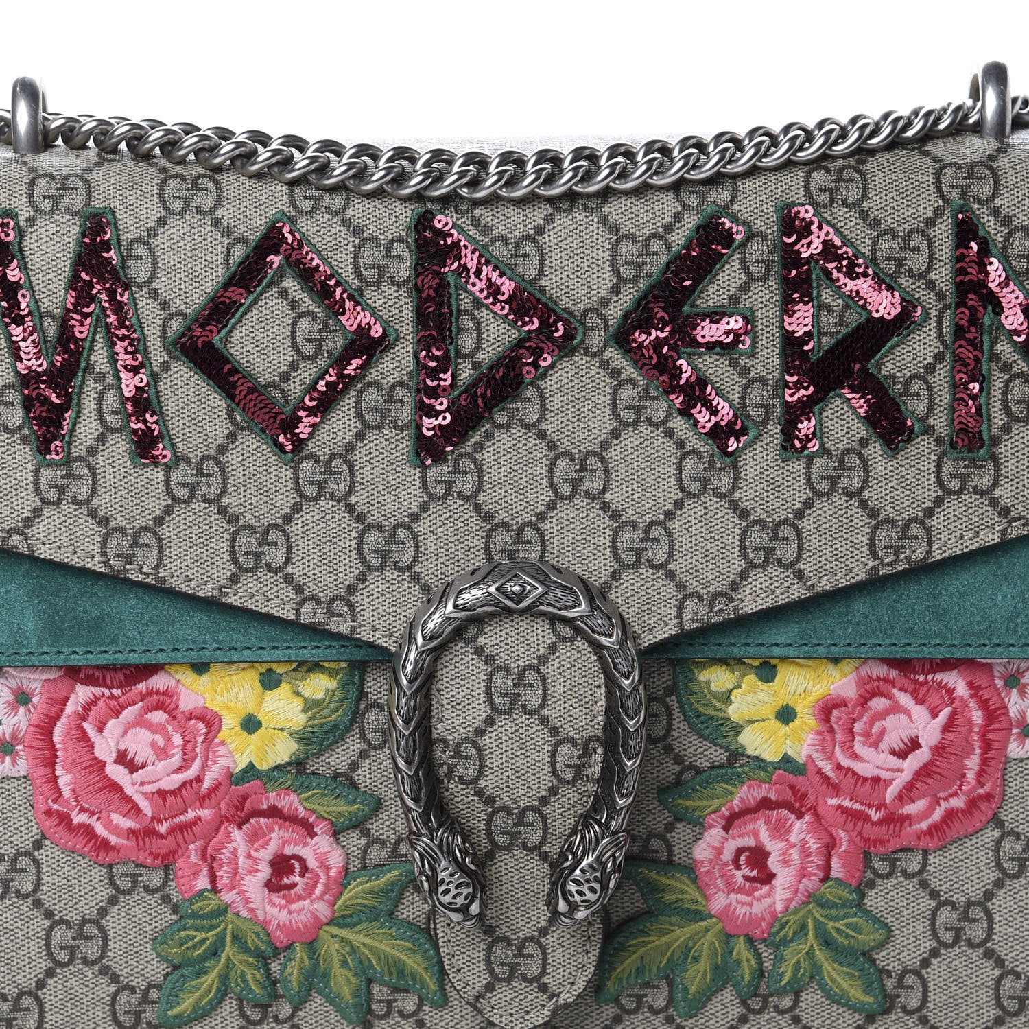 Gucci GG Supreme Monogram Embroidered Medium Dionysus Shoulder Bag Emerald 10 of 10