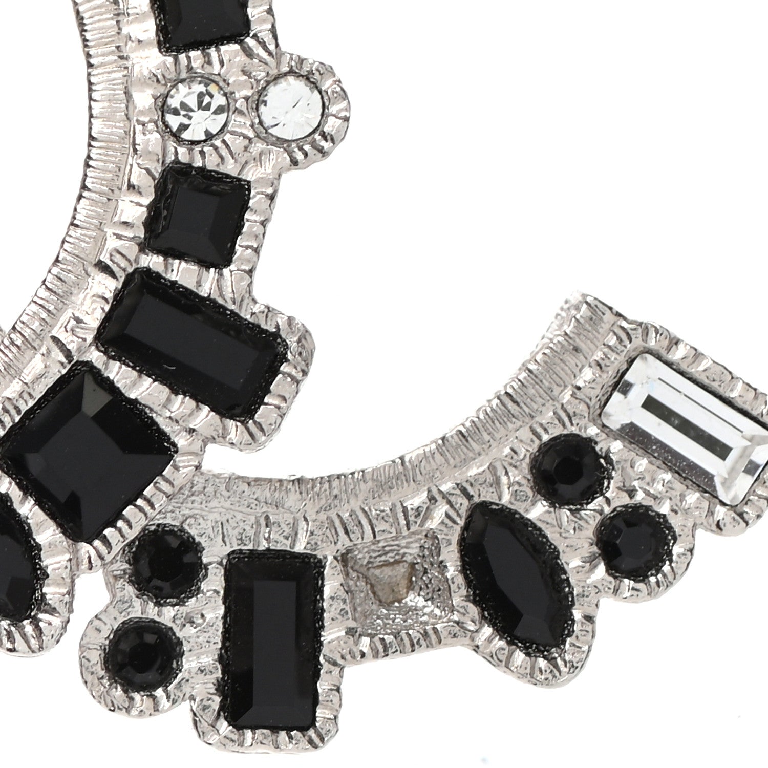 Chanel Baguette Crystal CC Necklace Silver Black 7 of 7