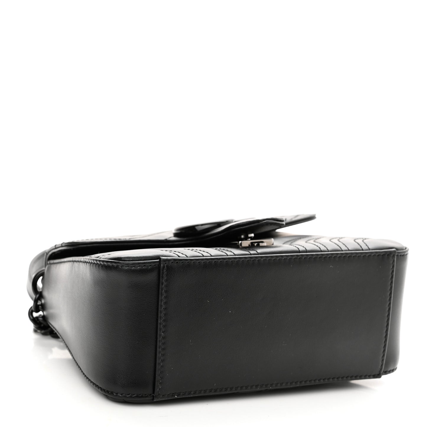 Calfskin Matelasse Monochrome Mini GG Marmont Top Handle Shoulder Bag Black