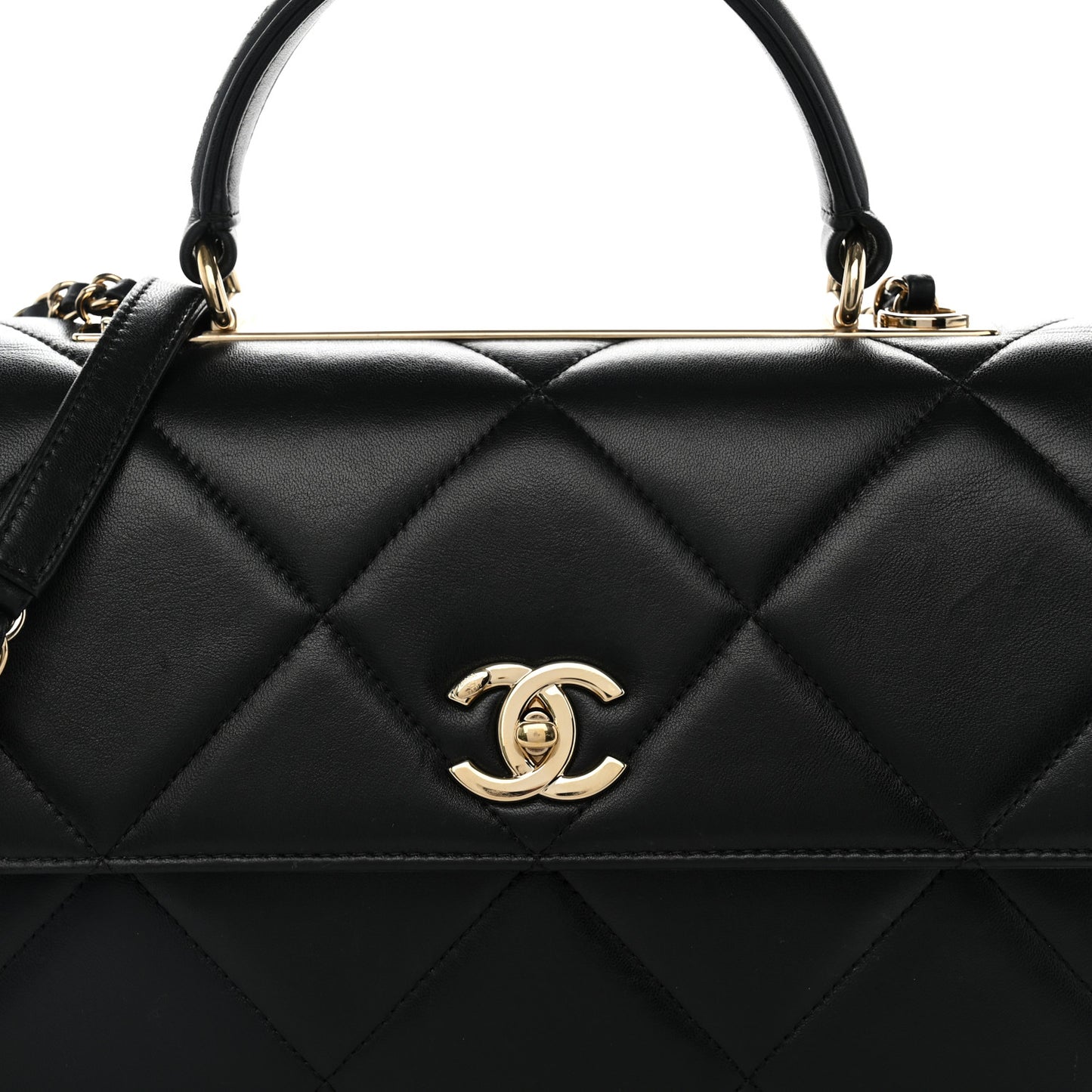 Lambskin Quilted Medium Trendy CC Flap Dual Handle Bag Black