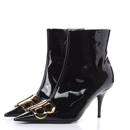 Balenciaga Patent BB Pointy Toe Ankle Booties 35 Black 3 of 8