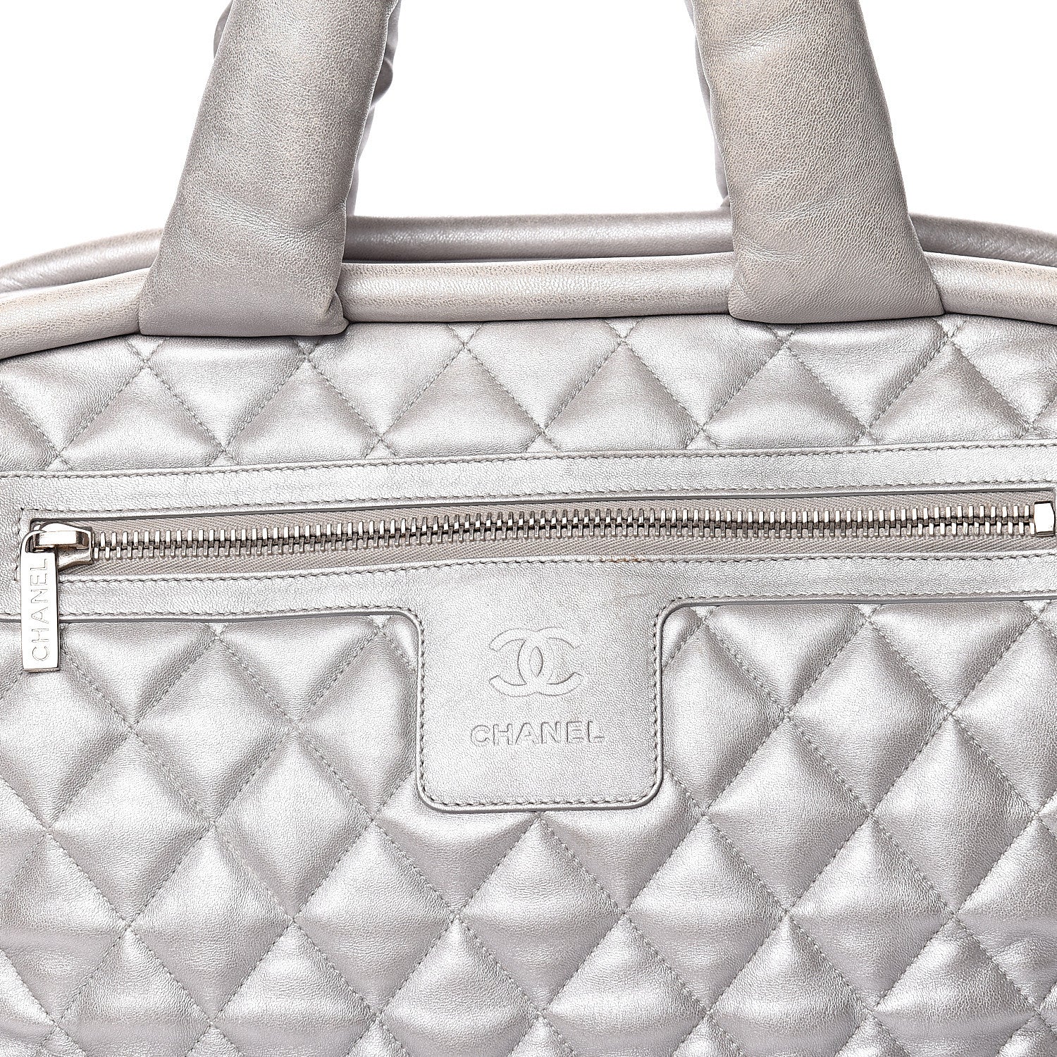 Chanel Metallic Lambskin Quilted Coco Cocoon Bowler Silver 17 of 17