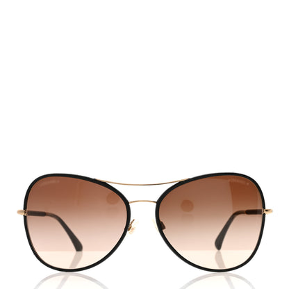 Chanel Aviator CC Sunglasses Gold Black 2 of 8