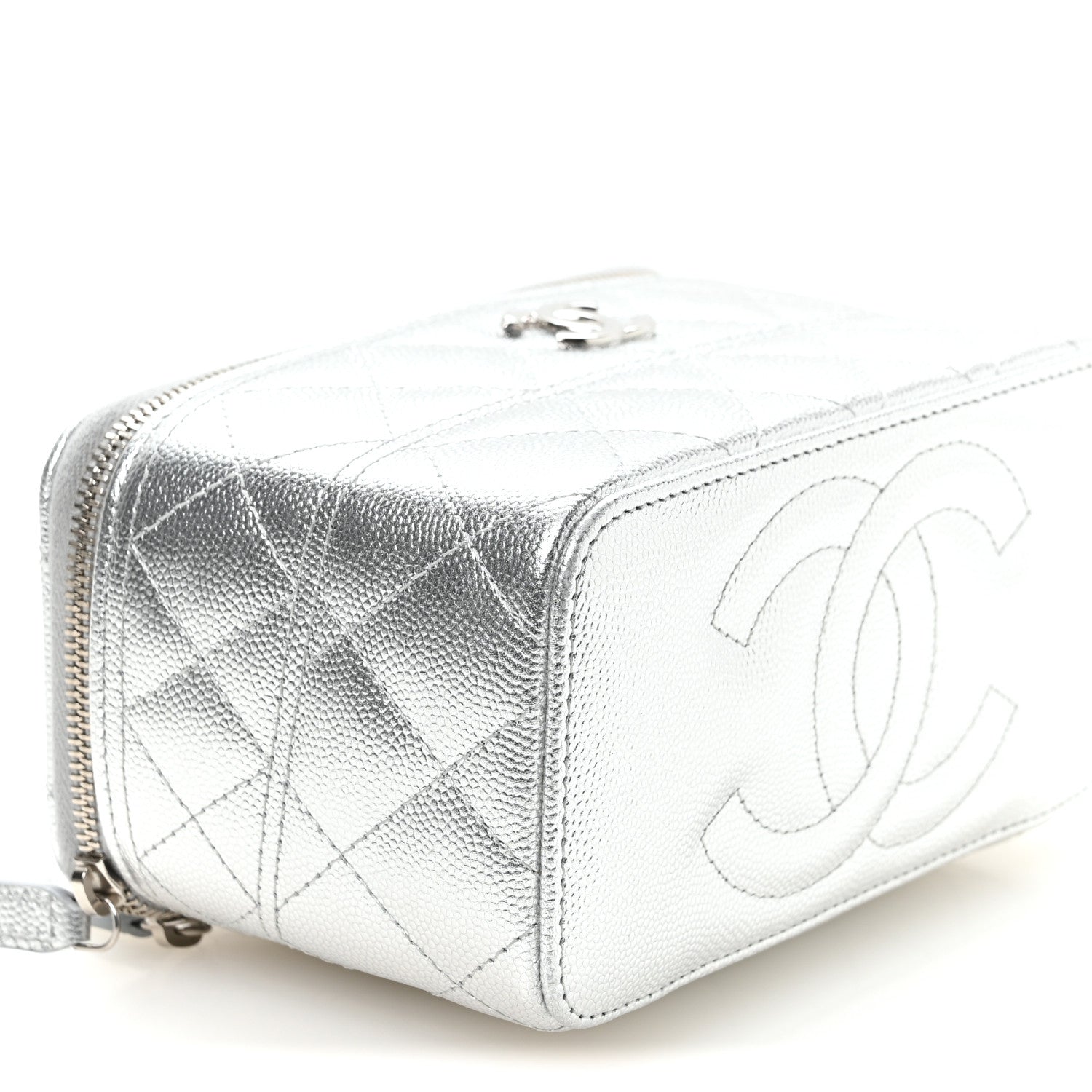 Chanel Metallic Caviar Quilted Trendy Handle Mini Vanity Silvery 9 of 12
