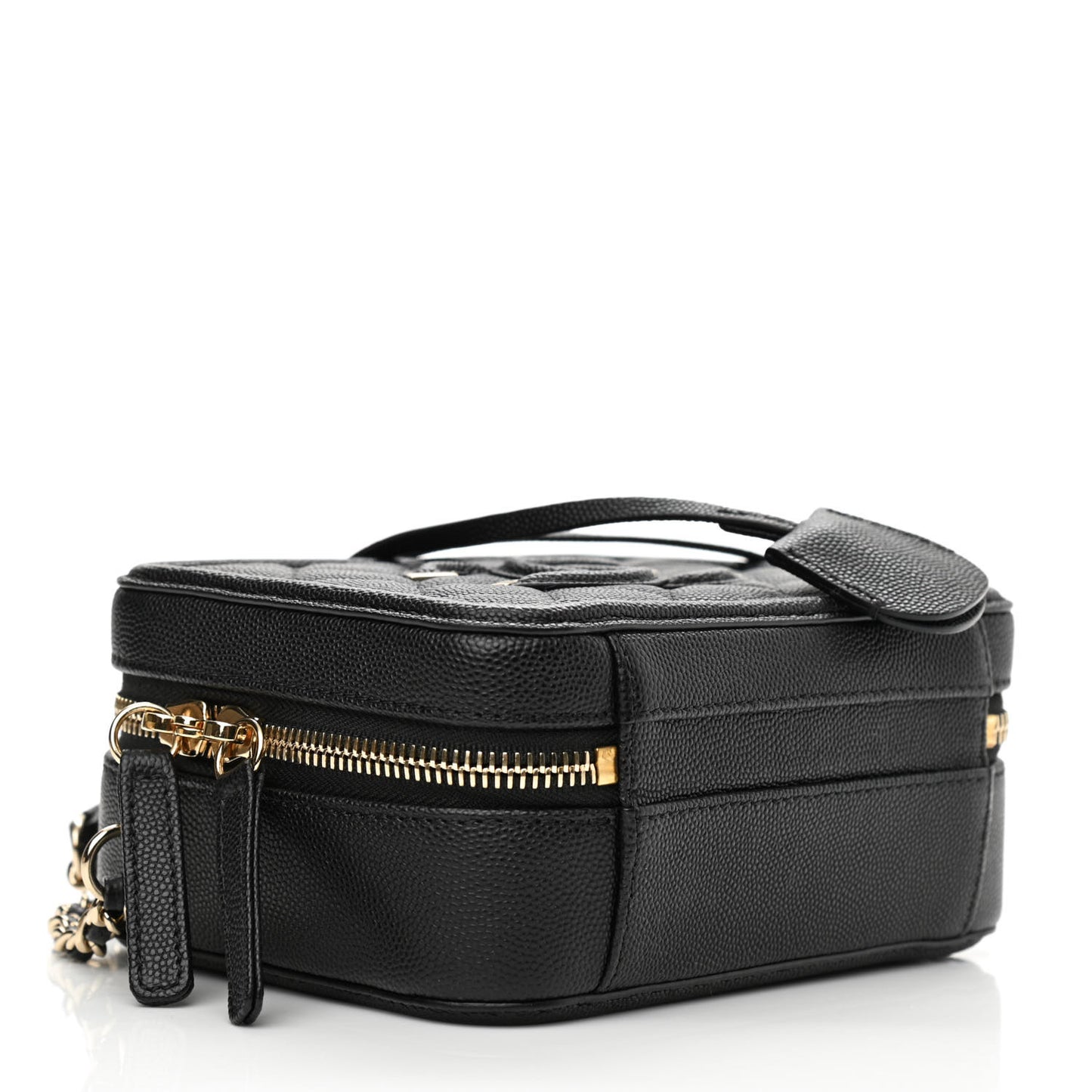 Caviar Quilted Small CC Filigree Vanity Case Black