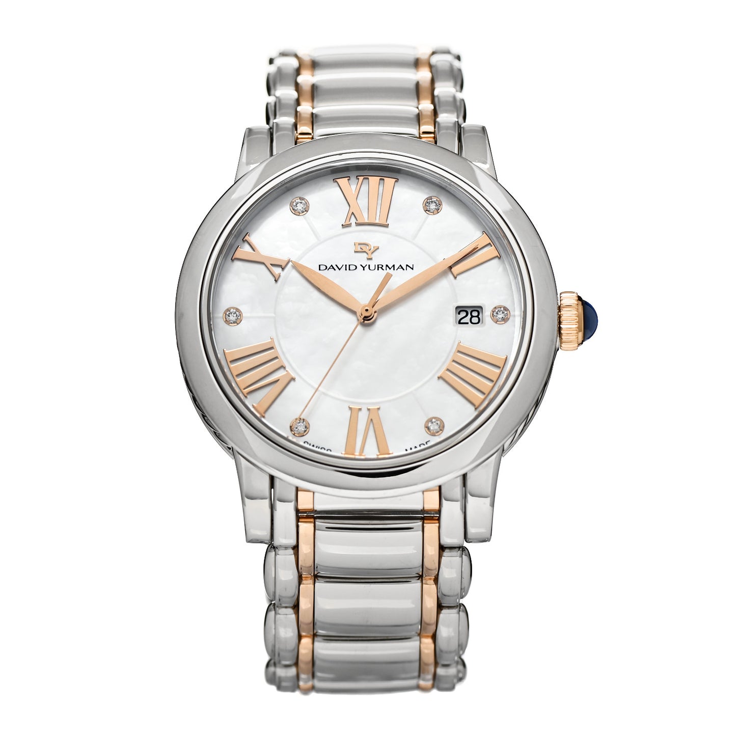 Stainless Steel 18K Rose Gold Diamond Mother of Pearl 38mm Classic Quartz Watch