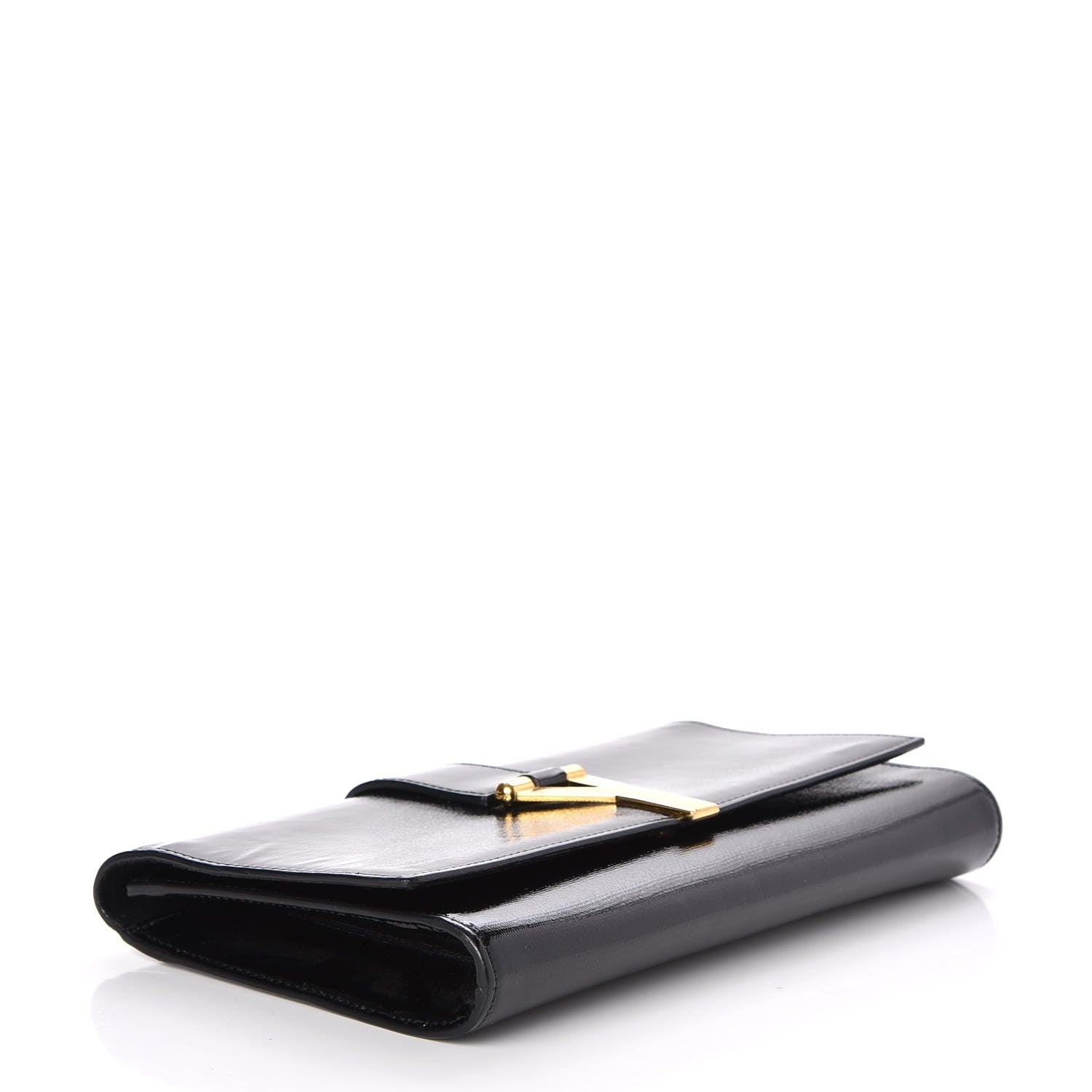 Saint Laurent Textured Patent Classic Y Ligne Clutch Black 4 of 8