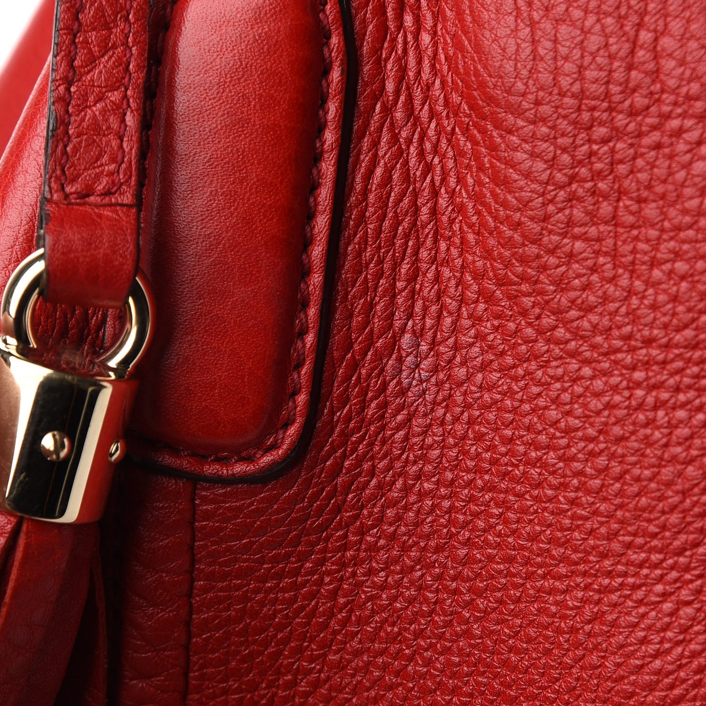 Pebbled Calfskin Medium Soho Shoulder Bag Red