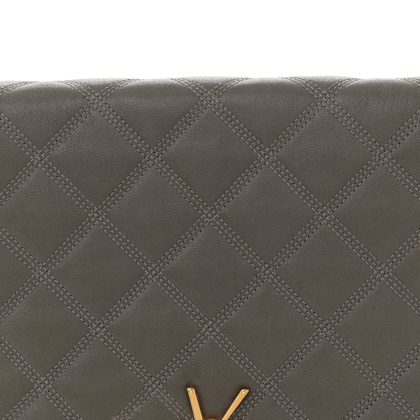 Lambskin Quilted Mini Becky Chain Bag Grey Kaki