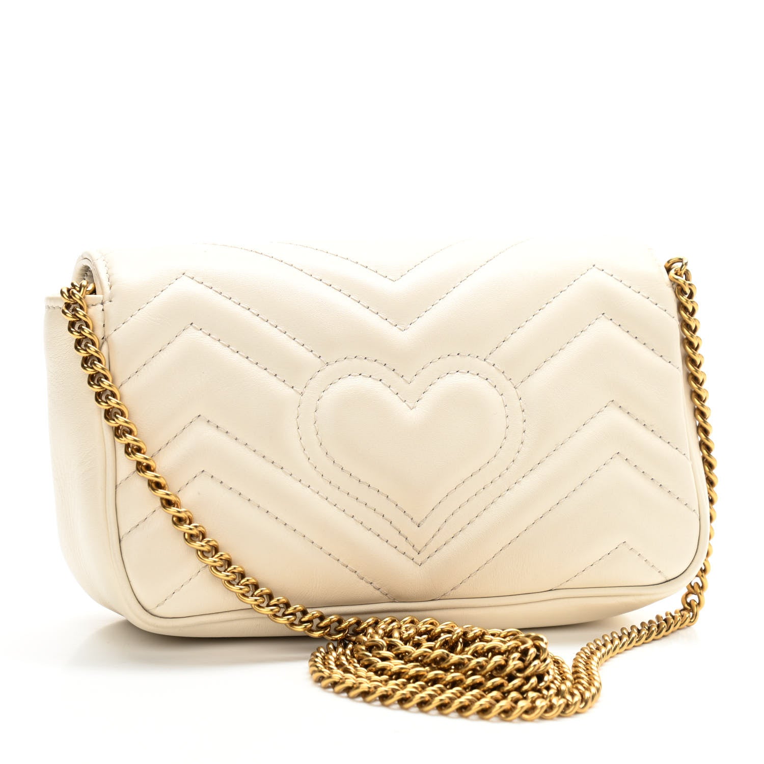 Gucci Calfskin Matelasse Super Mini GG Marmont Shoulder Bag White 3 of 11