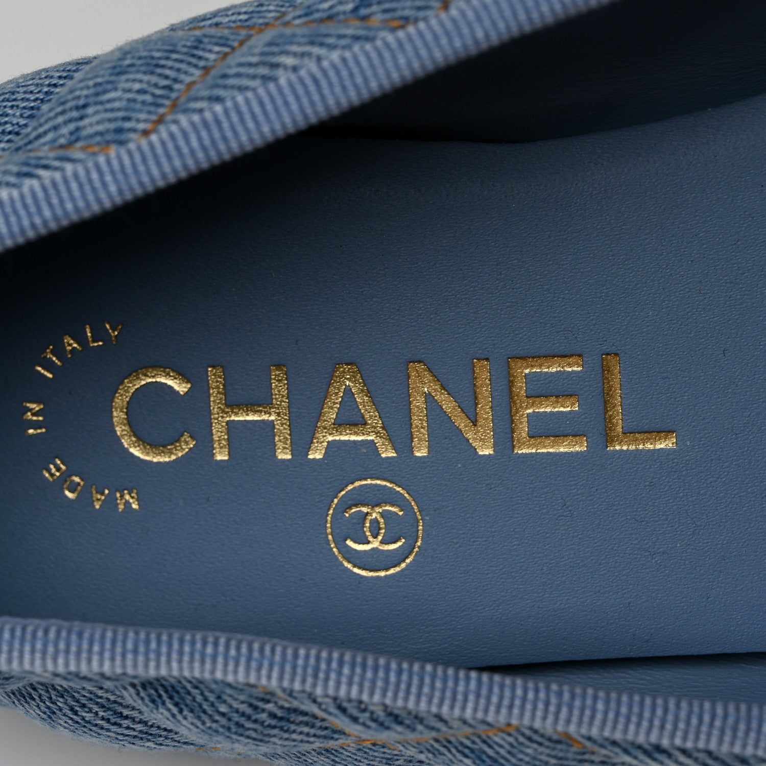 Chanel Denim Quilted CC Cap Toe Ballerina Flats 37 Light Blue 7 of 10