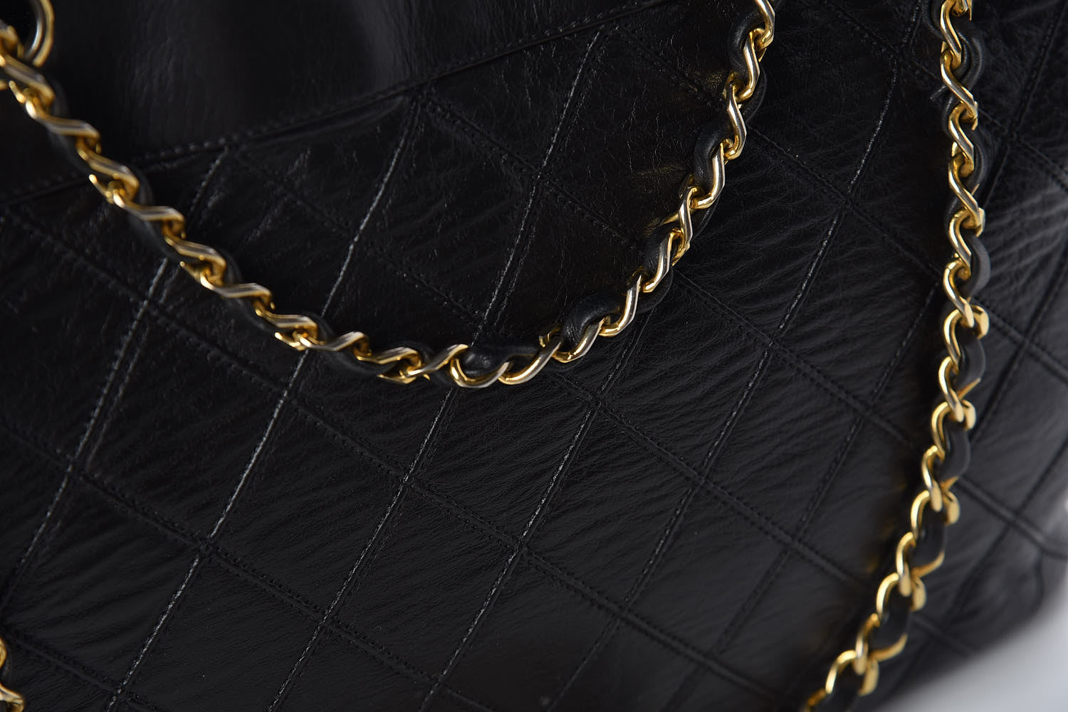 Chanel Lambskin Stitched Shopper Tote Black 14 of 15