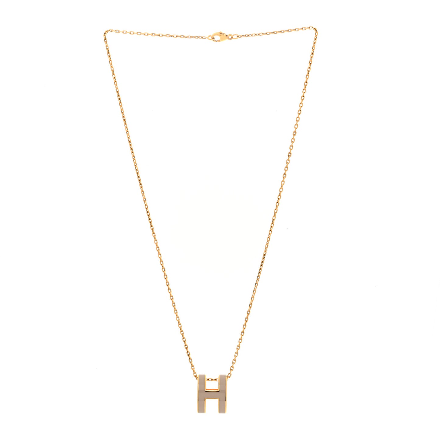 Lacquered Gold Pop H Pendant Necklace Marron Glace
