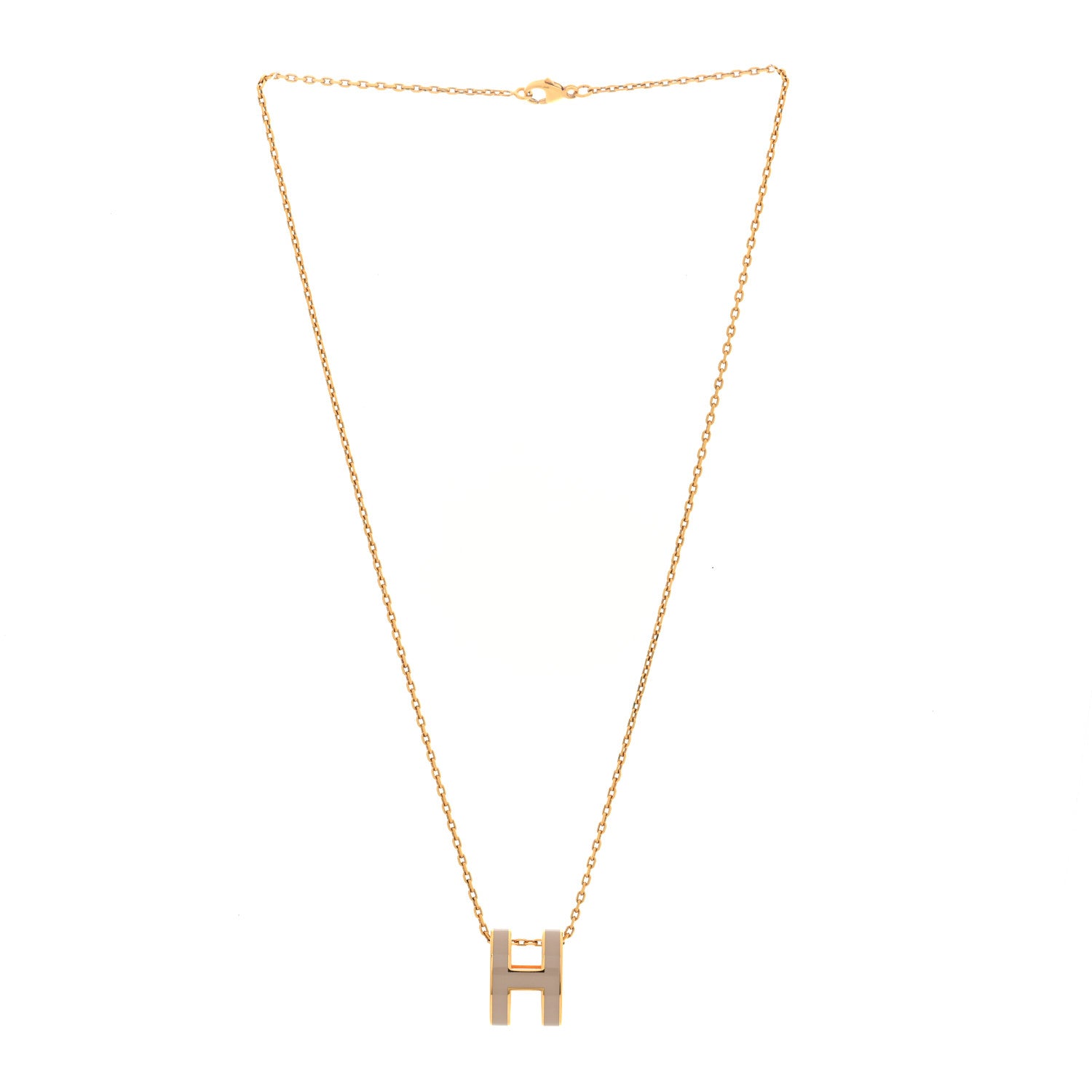 Hermes Lacquered Gold Pop H Pendant Necklace Marron Glace 3 of 6