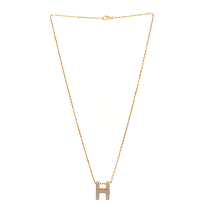 Hermes Lacquered Gold Pop H Pendant Necklace Marron Glace 3 of 6