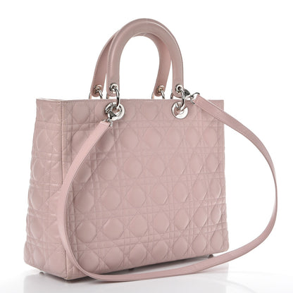 Christian Dior Lambskin Cannage Large Lady Dior Rose Poudre 3 of 13