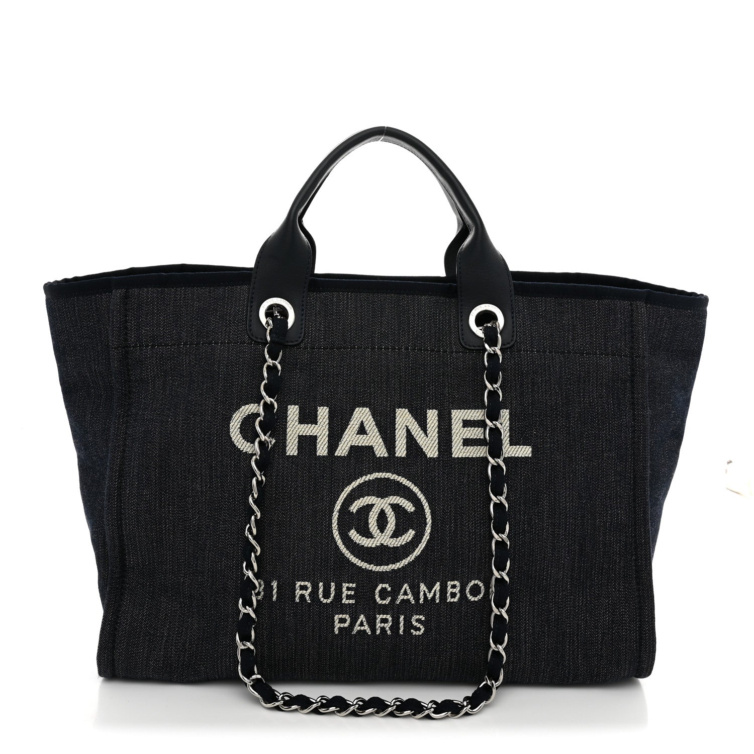 Chanel Denim Large Deauville Tote Dark Blue 1 of 10