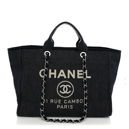 Chanel Denim Large Deauville Tote Dark Blue 1 of 10
