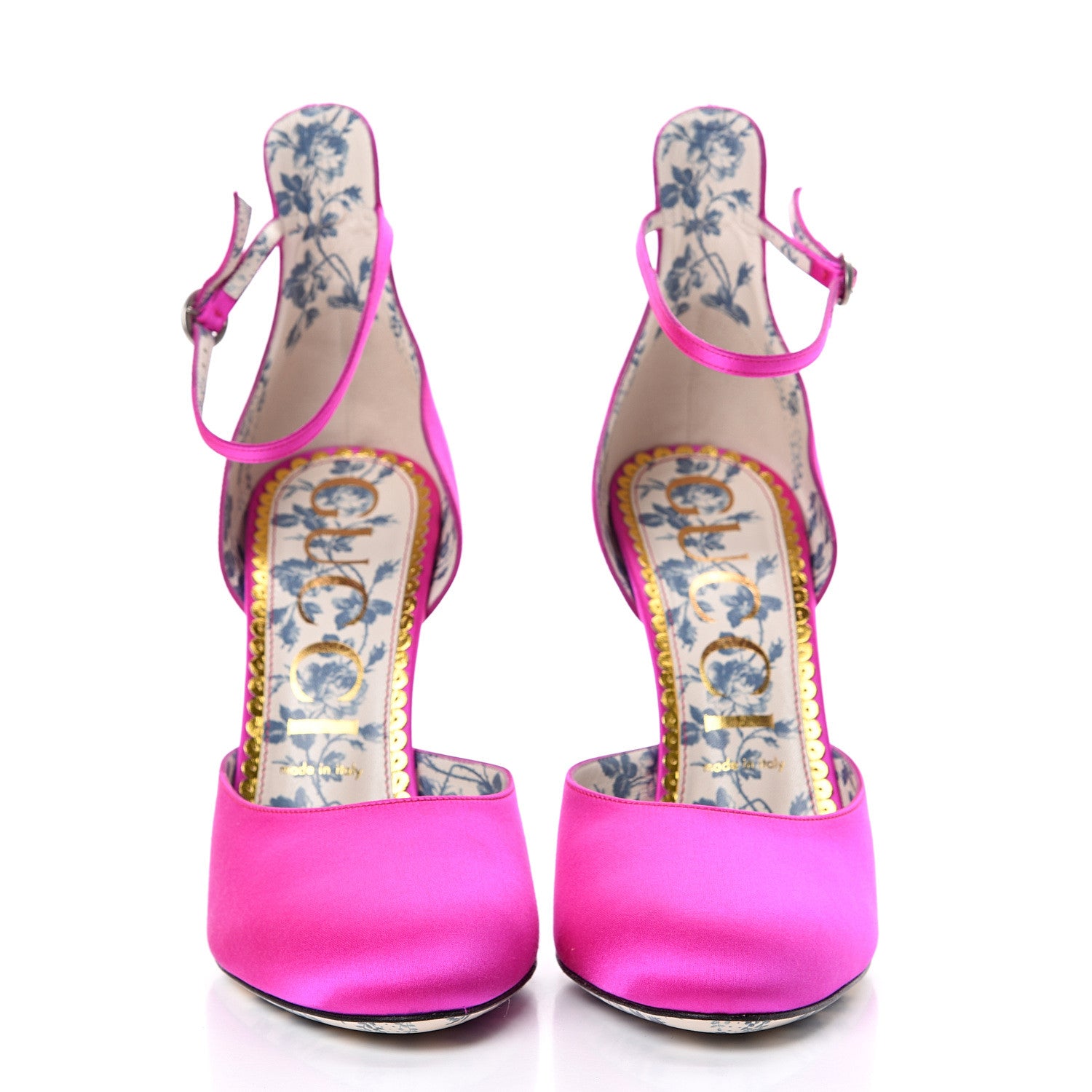 Gucci Satin Daisy Ankle Strap d'Orsay 105 Pumps 41 Fuchsia 2 of 8
