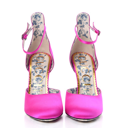 Gucci Satin Daisy Ankle Strap d'Orsay 105 Pumps 41 Fuchsia 2 of 8