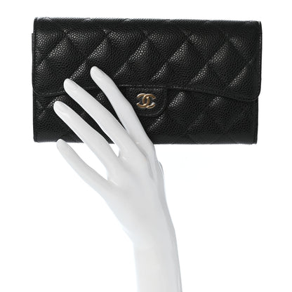Chanel Caviar Quilted Large Flap Gusset Wallet Black 2 of 9