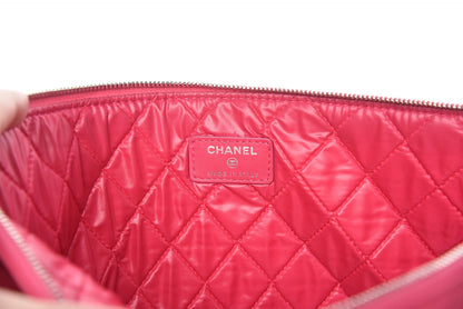 Chanel Lambskin Quilted Large Cosmetic Case Dark Pink 6 of 10