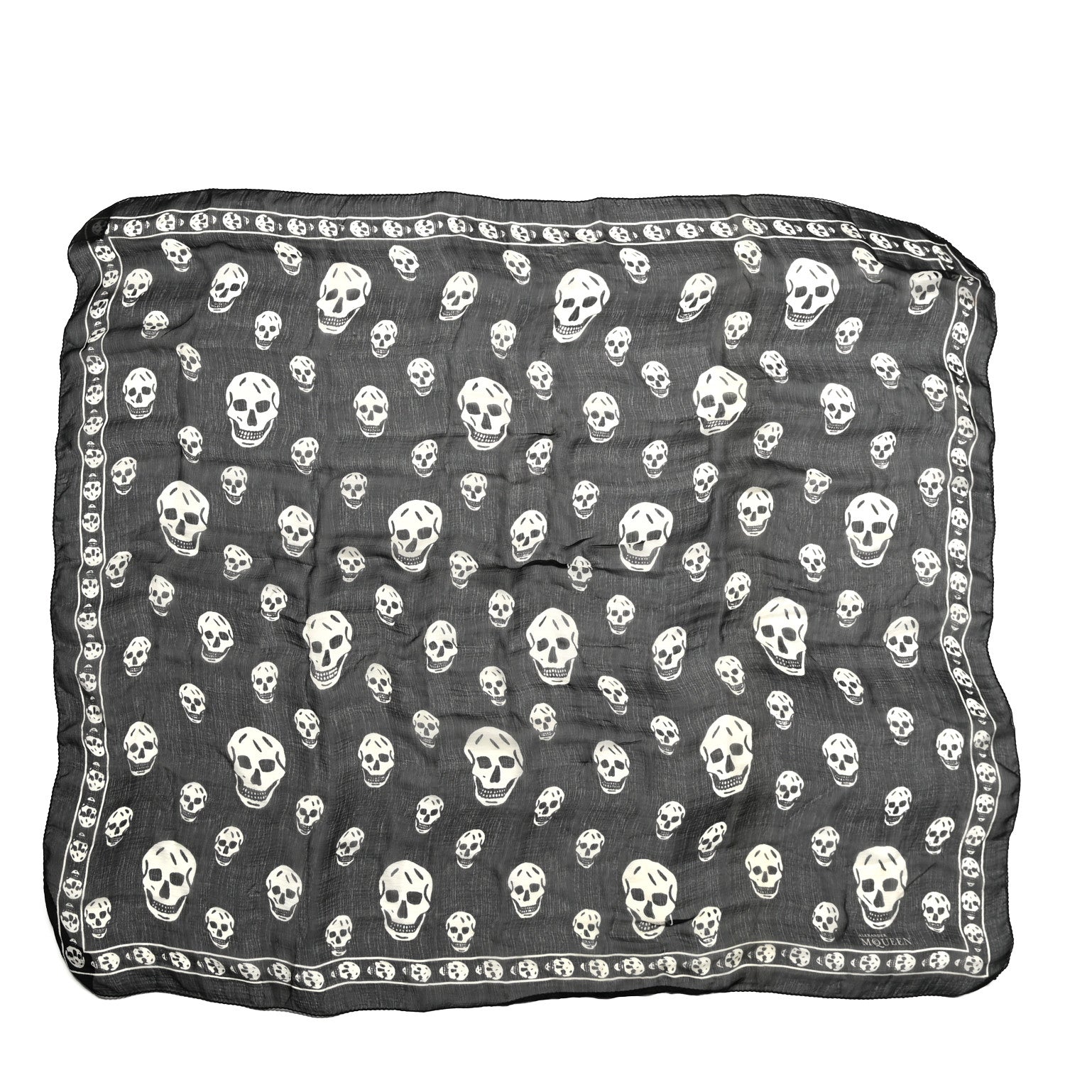 Alexander McQueen Silk Chiffon Skull Scarf Black Ivory 1 of 3