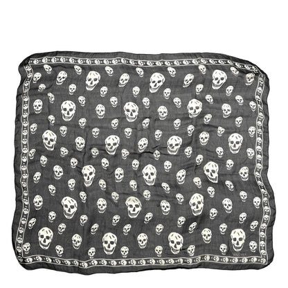Alexander McQueen Silk Chiffon Skull Scarf Black Ivory 1 of 3