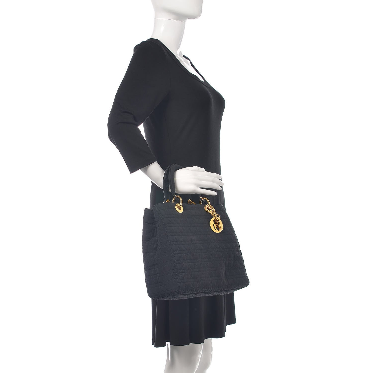 Christian Dior Nylon Cannage Large Lady Dior Black 2 of 16