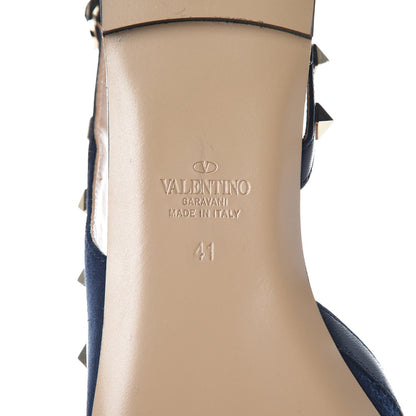 Valentino Garavani Suede Nappa Rockstud Slingback Flats 41 Marine 6 of 8