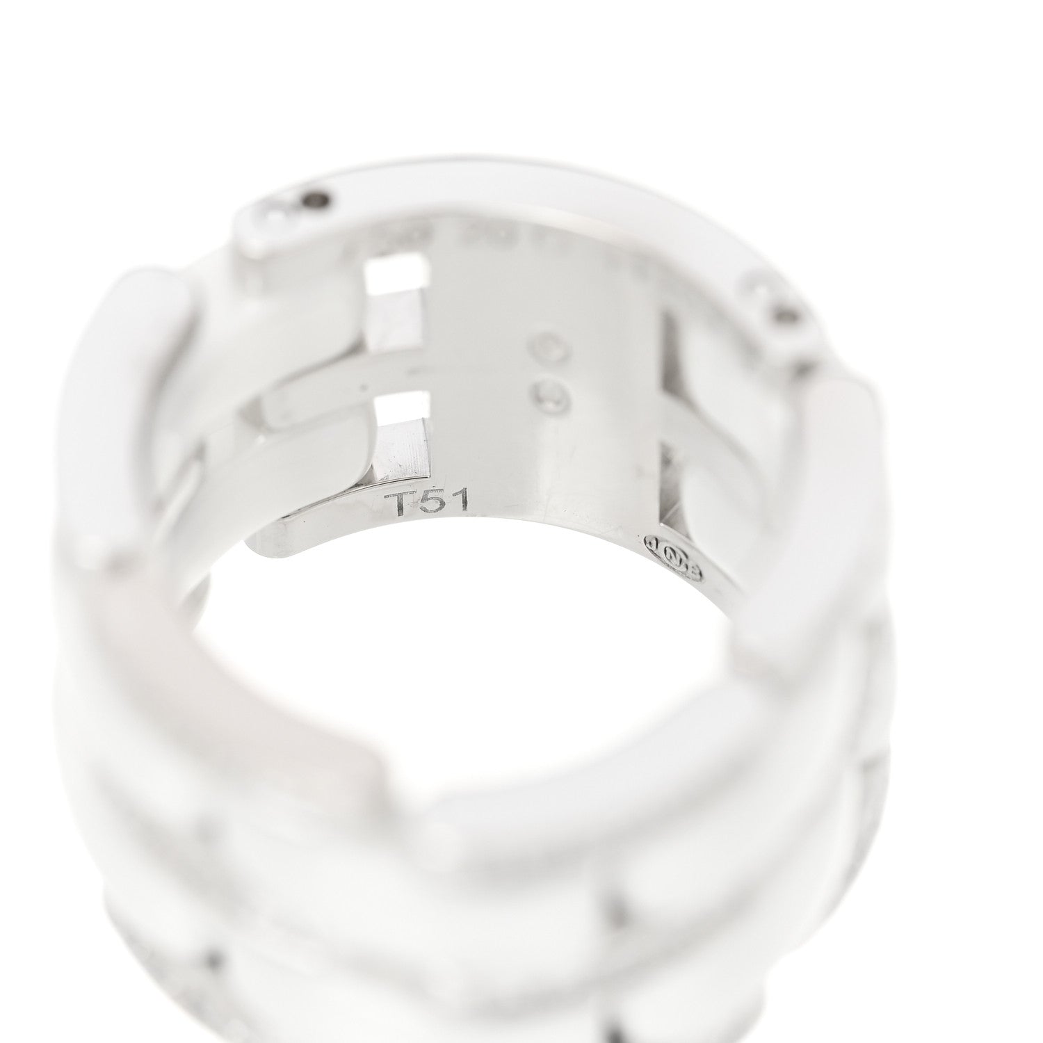 Chanel 18K White Gold Diamond Ceramic Large Ultra Ring 51 5.75 White 5 of 6