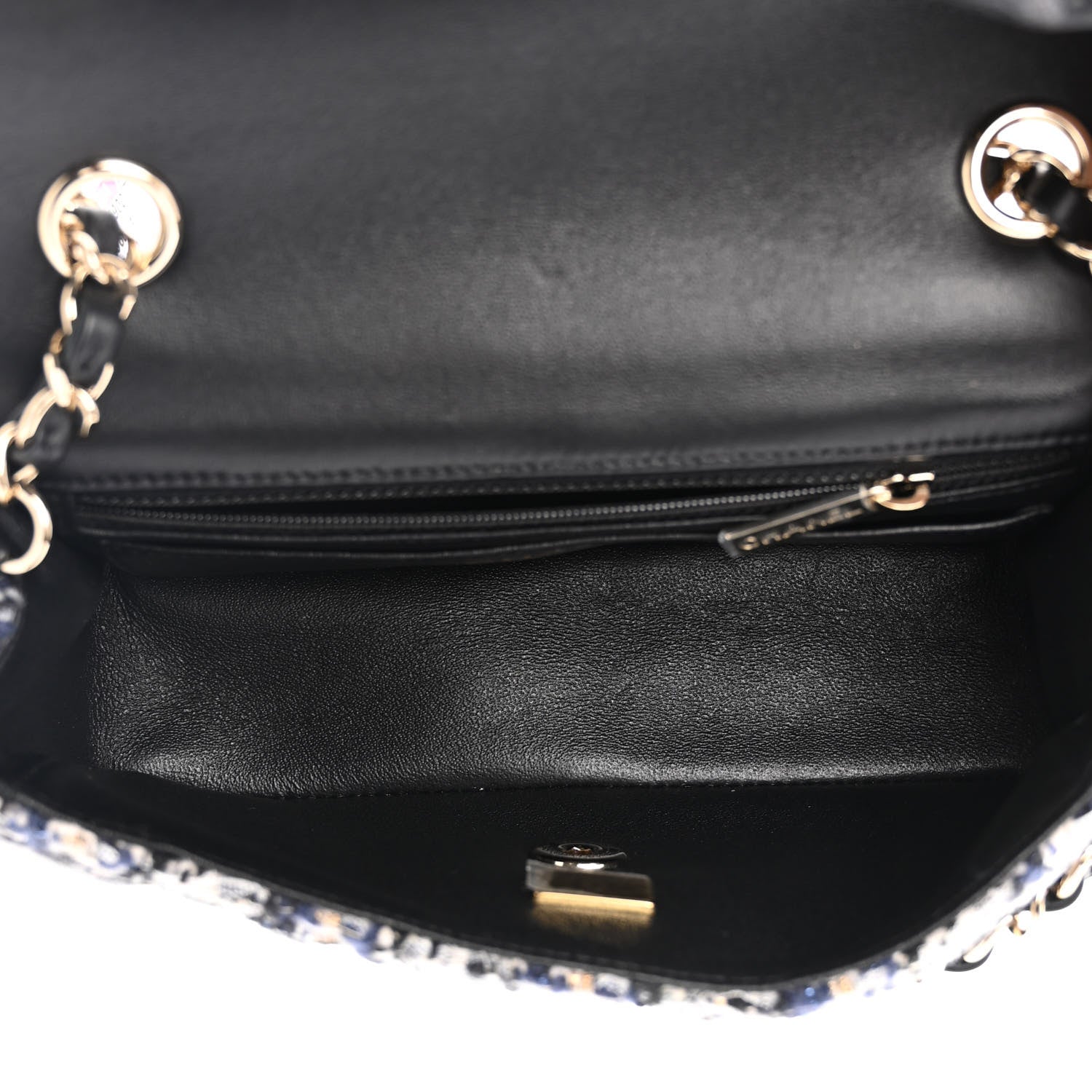 Chanel Glittered Tweed Quilted Mini Rectangular Flap Navy Blue 5 of 10