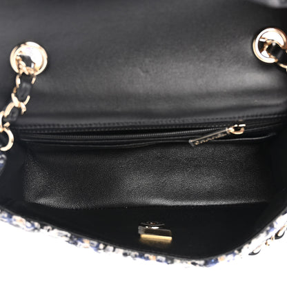 Chanel Glittered Tweed Quilted Mini Rectangular Flap Navy Blue 5 of 10