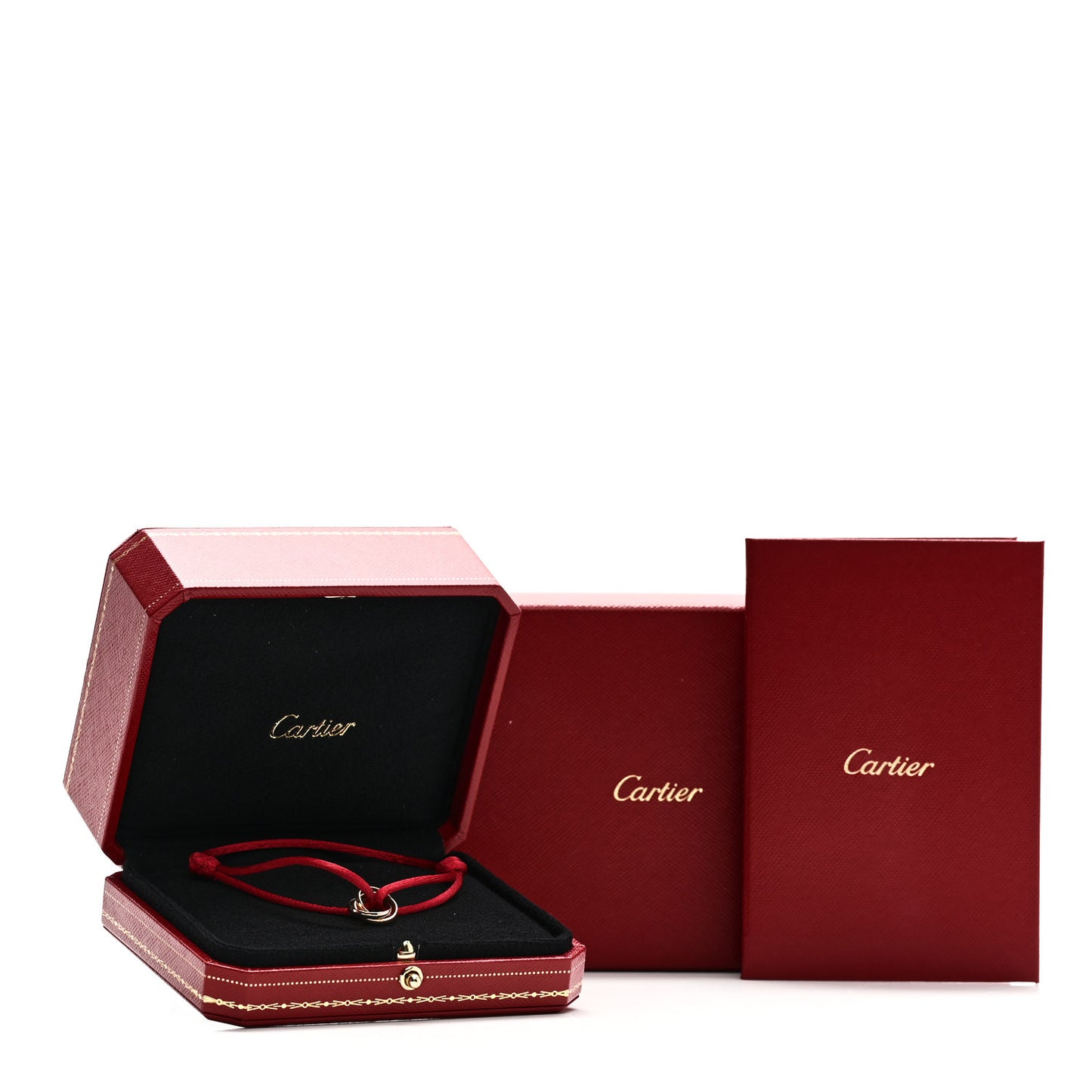 18K Pink Yellow White Gold Trinity Cord Bracelet Red