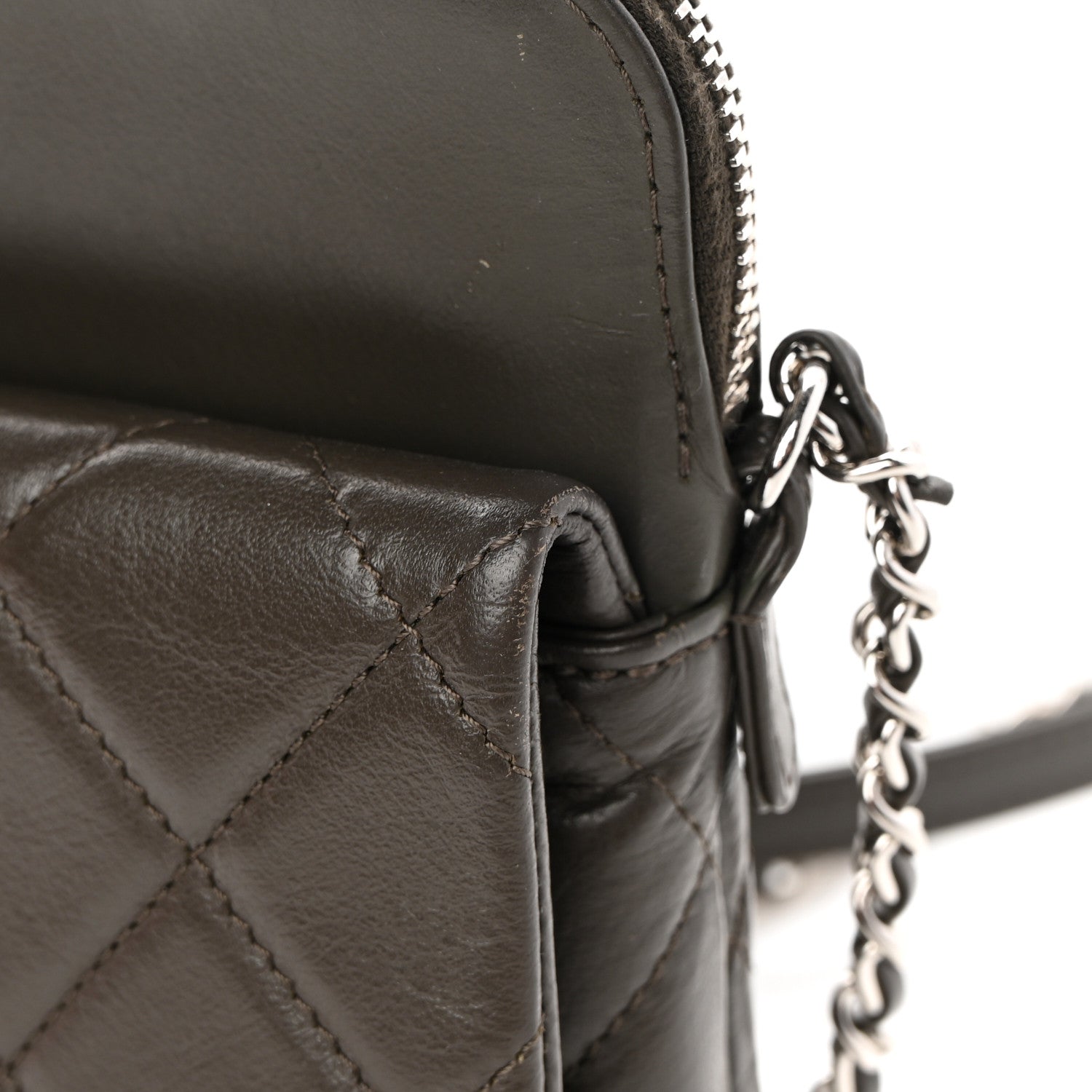 Chanel Lambskin Quilted Crossbody Dark Khaki 12 of 14