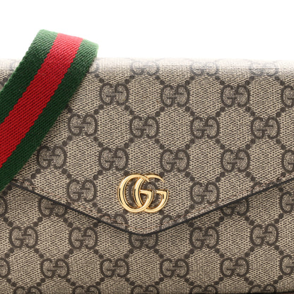 Gucci GG Supreme Monogram Textured Dollar Calfskin Web Mini Ophidia Envelope Shoulder Bag Beige Ebony 7 of 10
