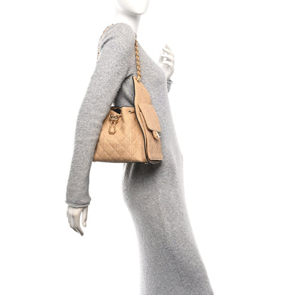 Chanel Braided Raffia Calfskin Quilted Small Chanel 25 Handbag Beige Black 2 of 10