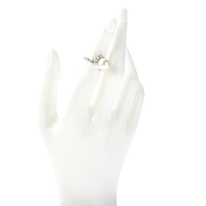 Mikimoto 14K White Gold Diamond Akoya Pearl 9mm Deco Ring 47 4 2 of 5