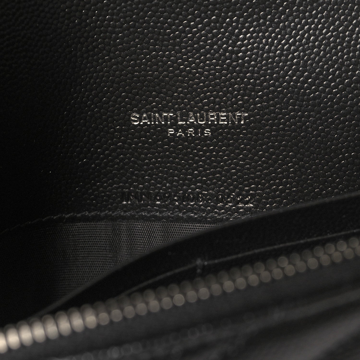 Saint Laurent Grain De Poudre Matelasse Chevron Monogram Envelope Chain Wallet Black 6 of 10