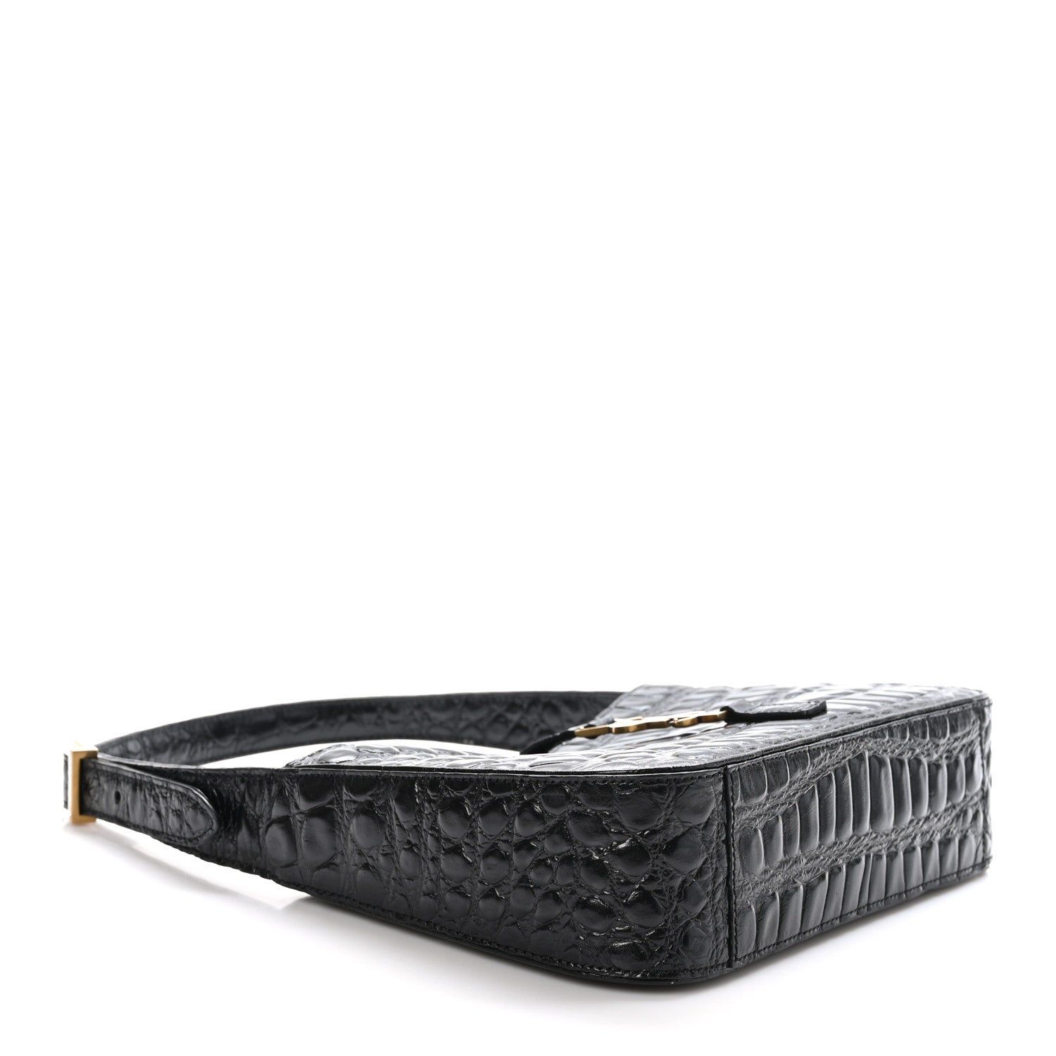 Saint Laurent Calfskin Crocodile Embossed LE 5 A 7 Hobo Black 4 of 10