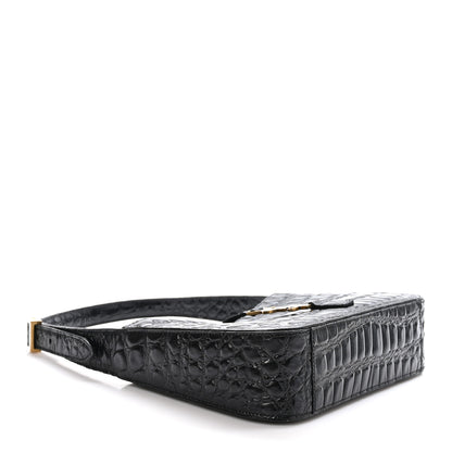Saint Laurent Calfskin Crocodile Embossed LE 5 A 7 Hobo Black 4 of 10