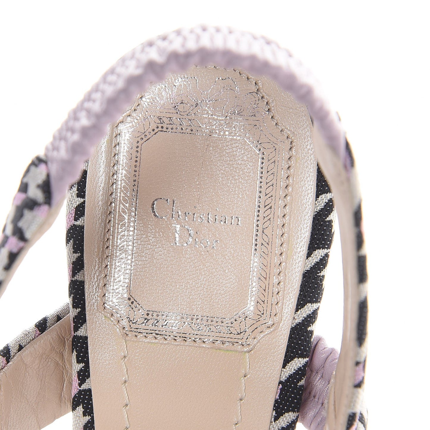 Canvas Herringbone Volt Wedge Sandals 38 Noir Blanc
