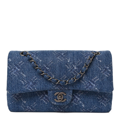 Chanel Denim Bleached Chain Medium Double Flap Blue 1 of 8